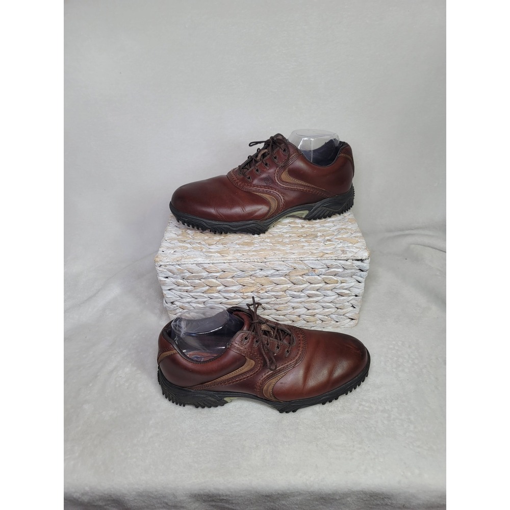 FootJoy Brown Leather Golf Shoes Cleats Preppy Mens Size 9 Contour Series Oxford